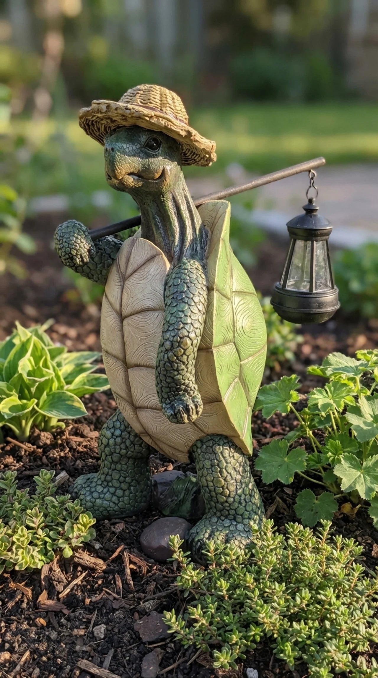 Sheldon & The Shello Pair - Turtle Garden Statue Resin Ornament with Solar Lantern