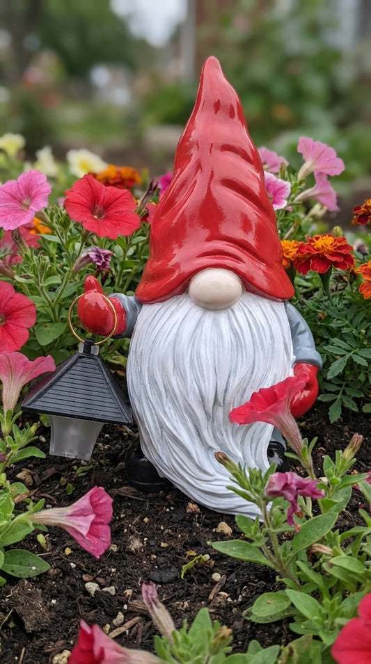 Norbert of the Night Path - Solar Lantern Gnome Garden Statue Resin Ornament