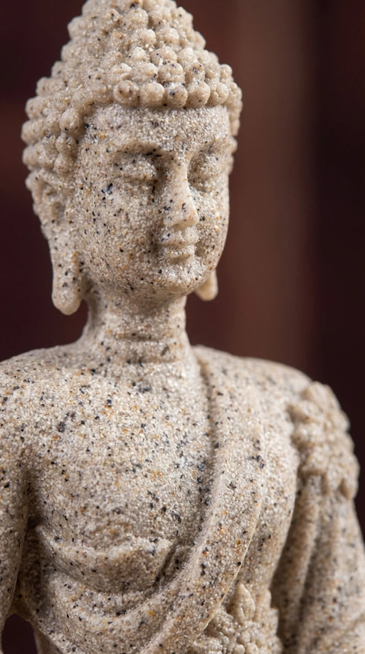 The Little Seat - Seated Buddha Garden Statue Sandstone Finish Resin Ornament