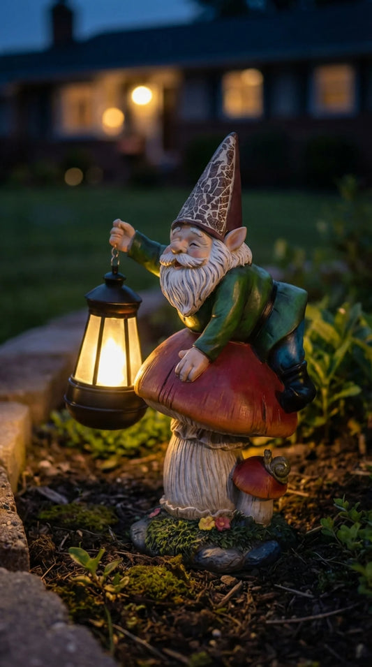 Jasper of the Toadstool - Solar Gnome Garden Statue