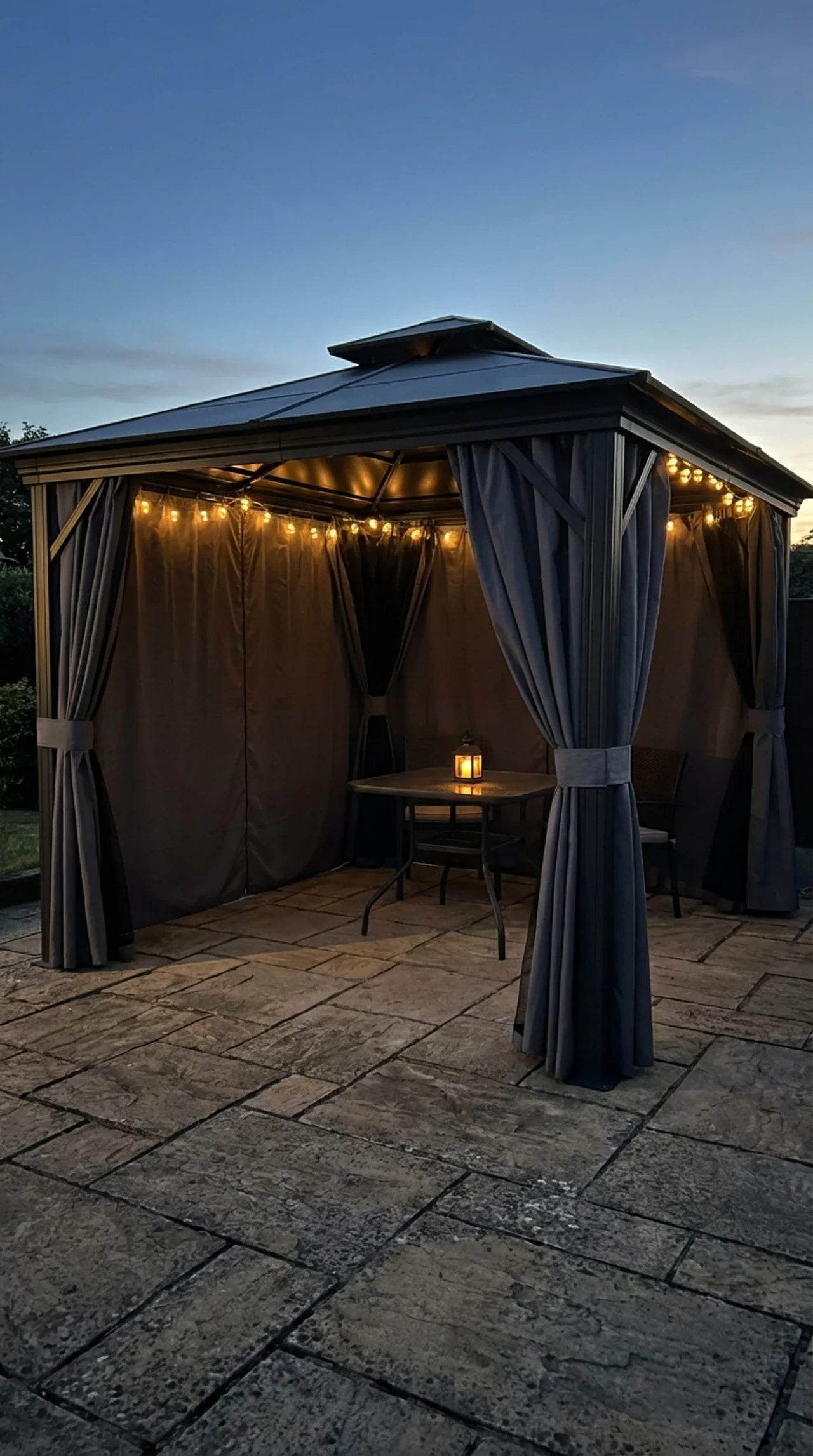 The Open Room - 10x10 Steel Gazebo with Curtains and Double Roof
