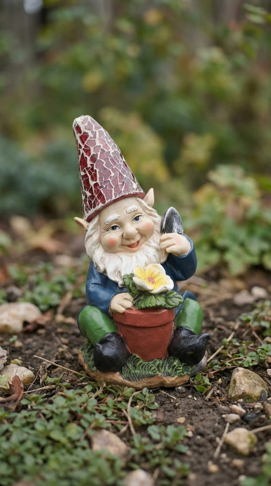 Theo, the Tender - Solar Gnome Garden Statue