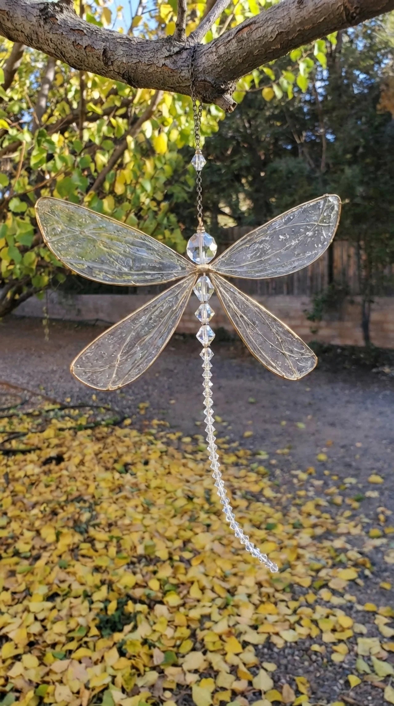 Crystal dragonfly suncatcher hanging