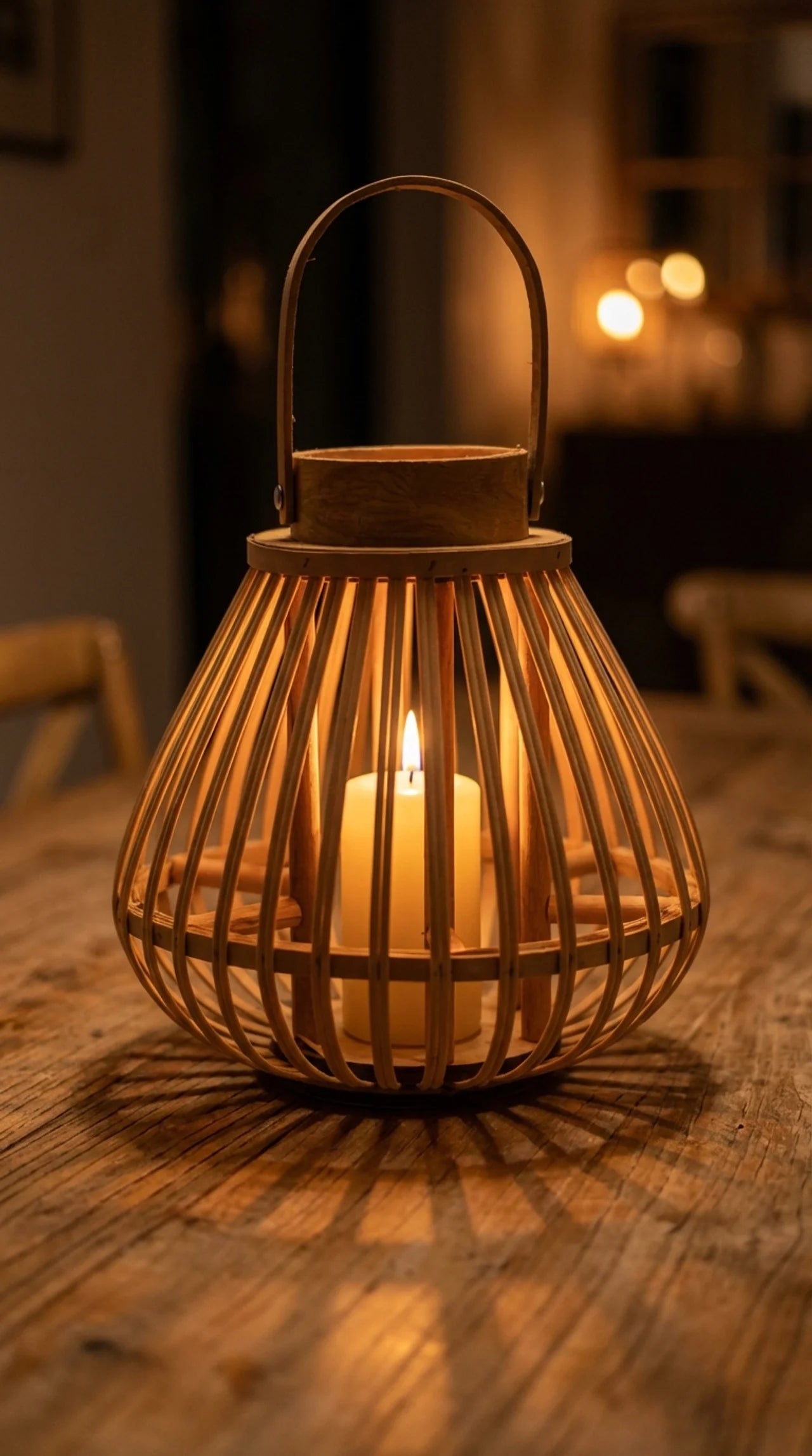 The Still Lantern - Bamboo Woven Candle Lantern Outdoor Garden Decor