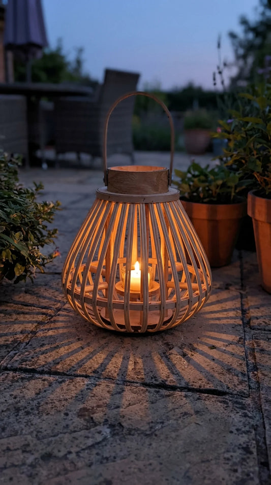 The Still Lantern - Bamboo Woven Candle Lantern Outdoor Garden Decor