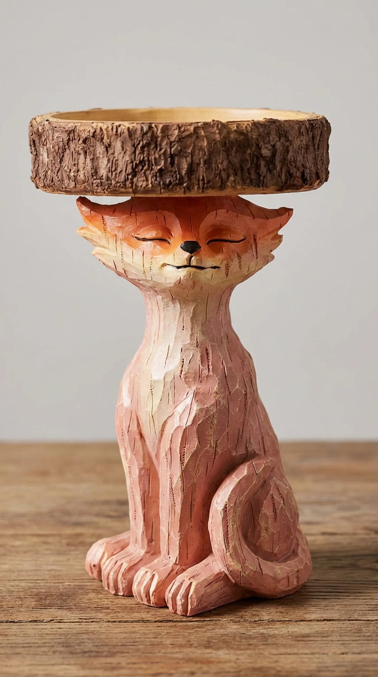 The Patient Fox - Fox Bird Bath Garden Statue
